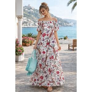 GUADALUPE Dress 100% Cotton Momposina Raven Floral Maxi Multicolor One Size